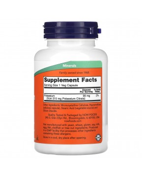 NOW Foods, калий цитрат, 99 мг, 180 капсул